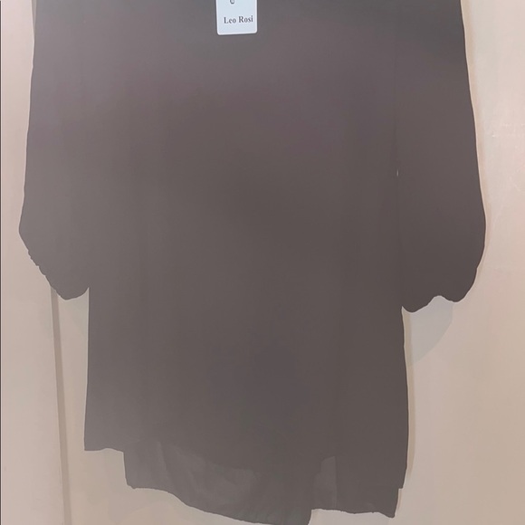 Leo Rossi Women's Black uneven hemmed mini dress with open long sleeve size L - Picture 3 of 11